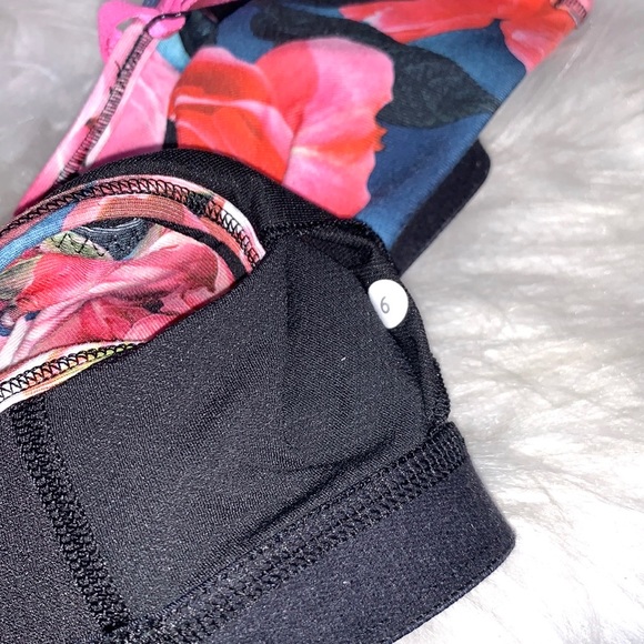 LULULEMON Floral Black Pink Floral Roses Low Impact Yoga Workout Bra Size 6 - Picture 6 of 7